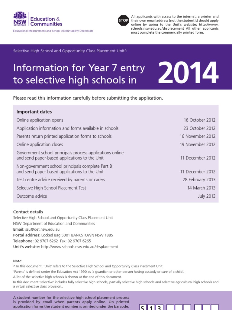 Selective High School Application Timeline | PDF | Secondary School ...