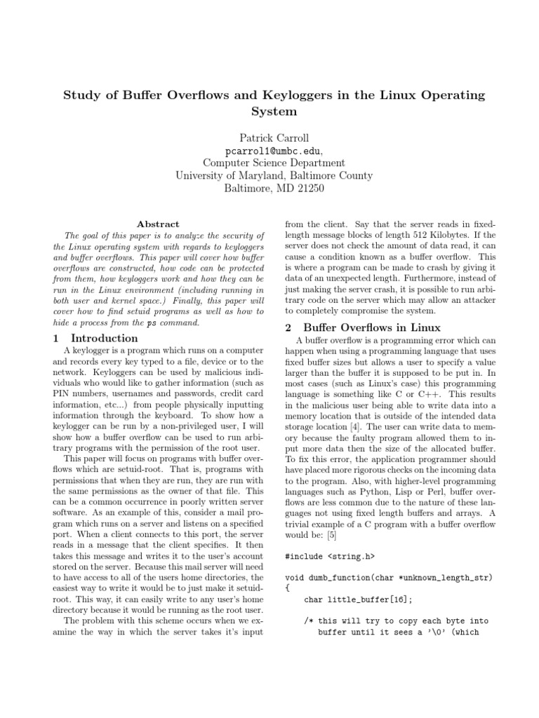 Linux Security: Buffer Overflows & Keyloggers | PDF | Computer Keyboard ...