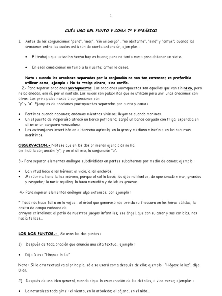 Guía del Uso del Punto y Coma en Primaria | PDF | Oración (Lingüística ...