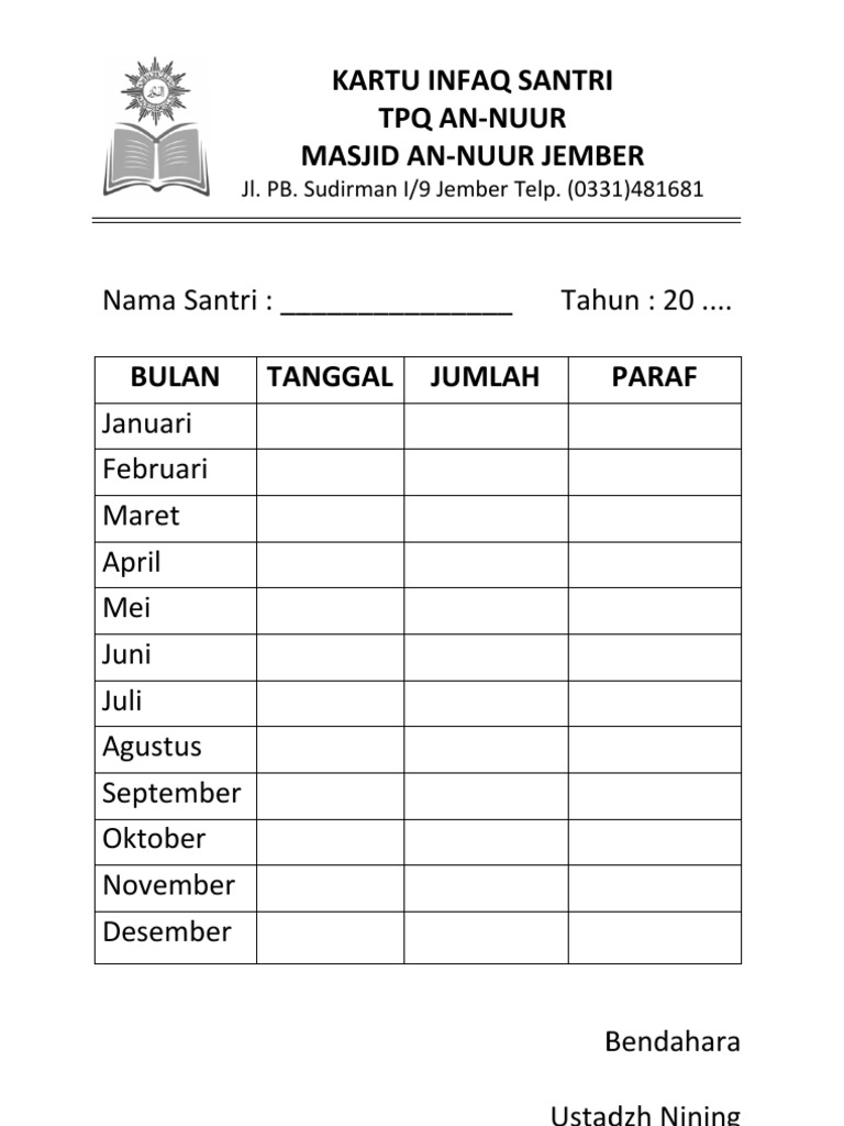 Kartu Infaq Tpq Pdf