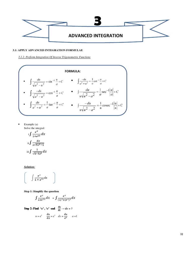 Chapter 3: Advanced Integration | PDF | Equations | Integral