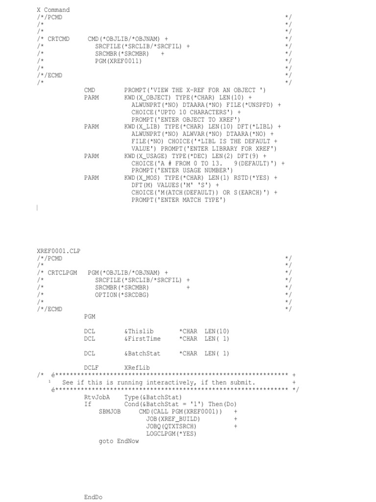 XREF Command for IBM i Objects | PDF | Application Programming ...
