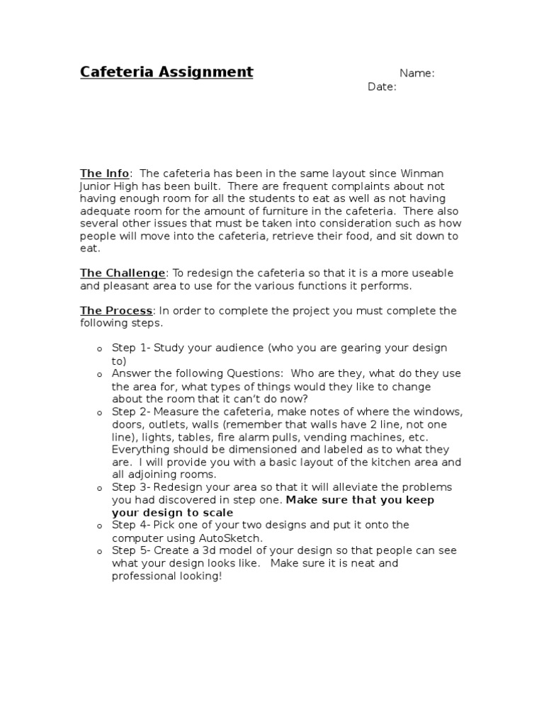 Cafeteria Assignment PDF