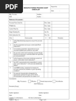 Manufacturing Process Audit Checklist