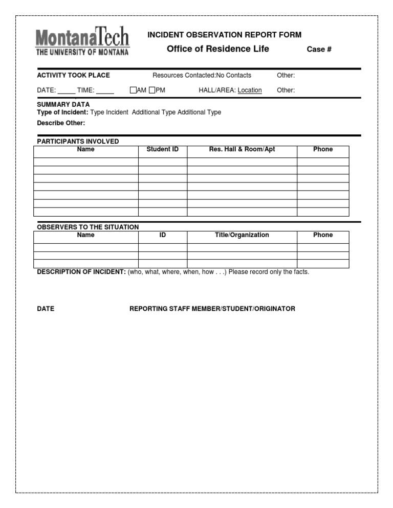 Incident Observation Report Form | PDF