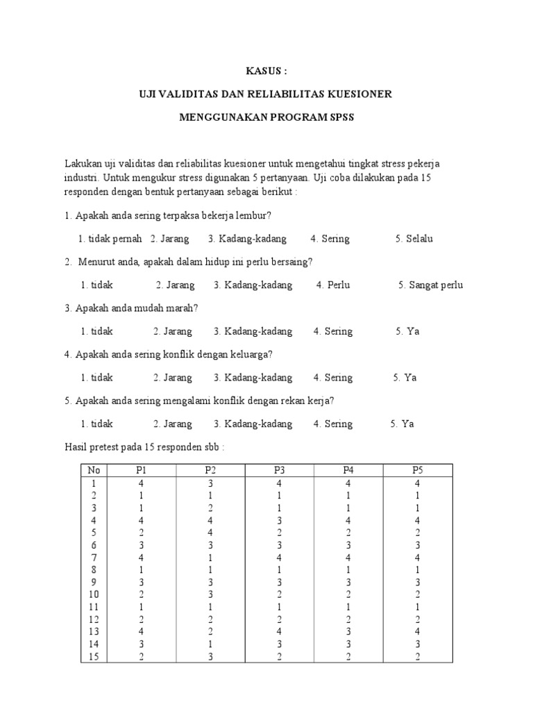 Kasus Uji Validitas Dan Reliabilitas File