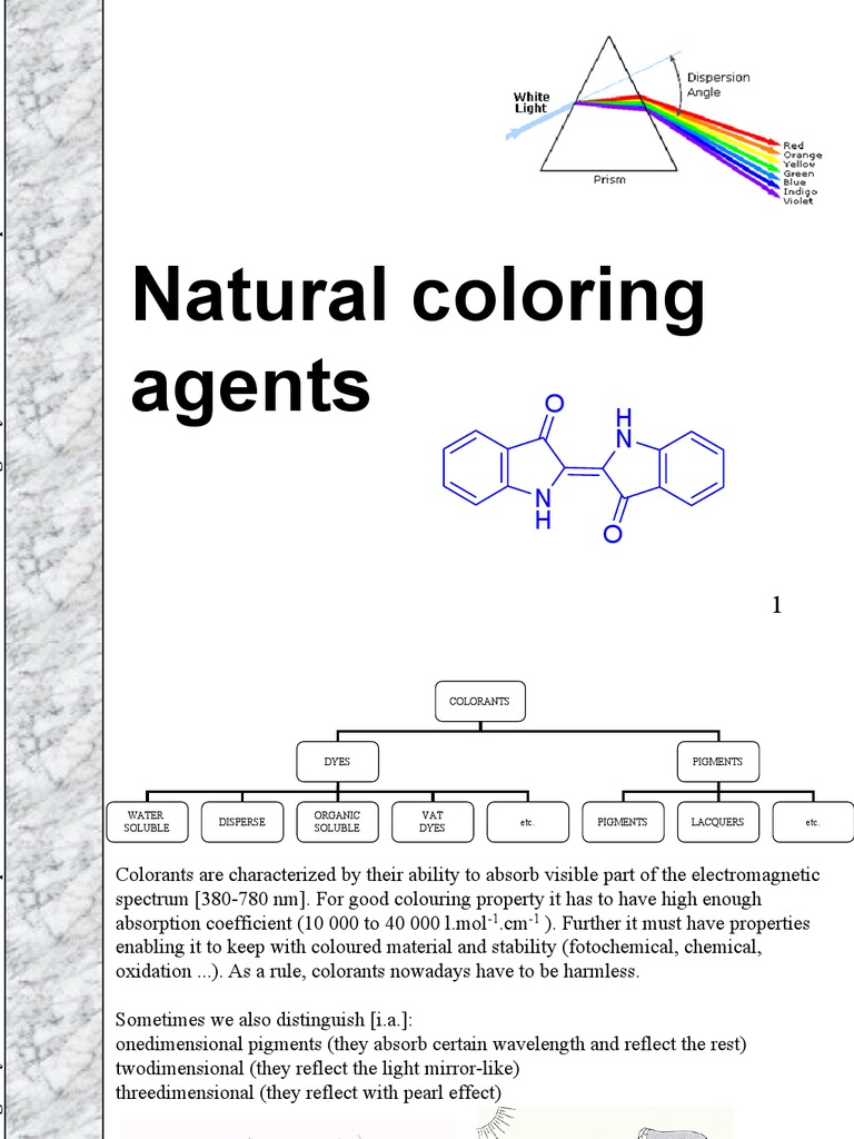Natural Coloring Agents Overview | PDF | Dye | Chemical Compounds