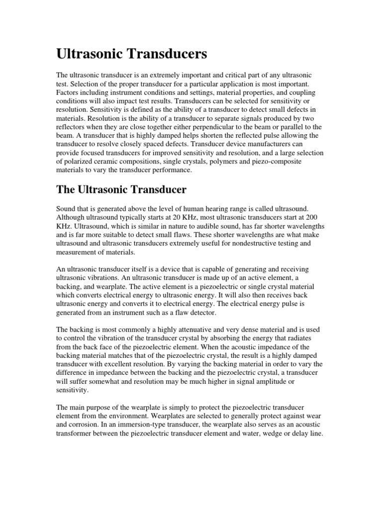 Ultrasonic Transducers | PDF | Ultrasound | Piezoelectricity