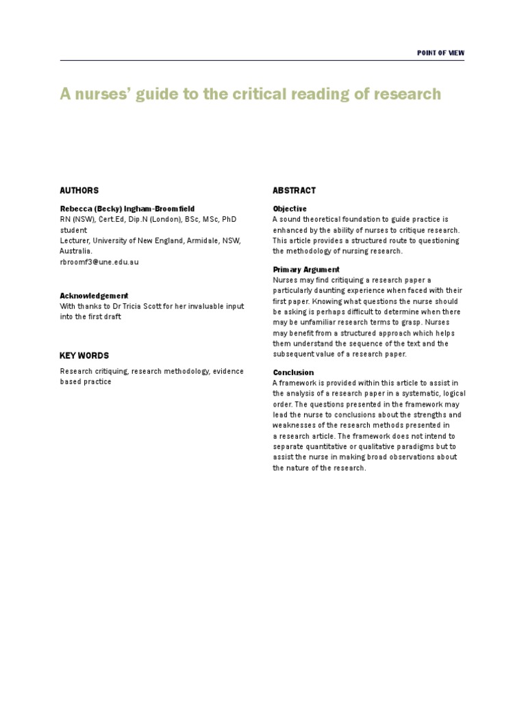 critiquing qualitative research articles example