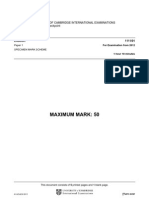 Cambridge Checkpoint English P1 Specimen Mark Scheme 2012