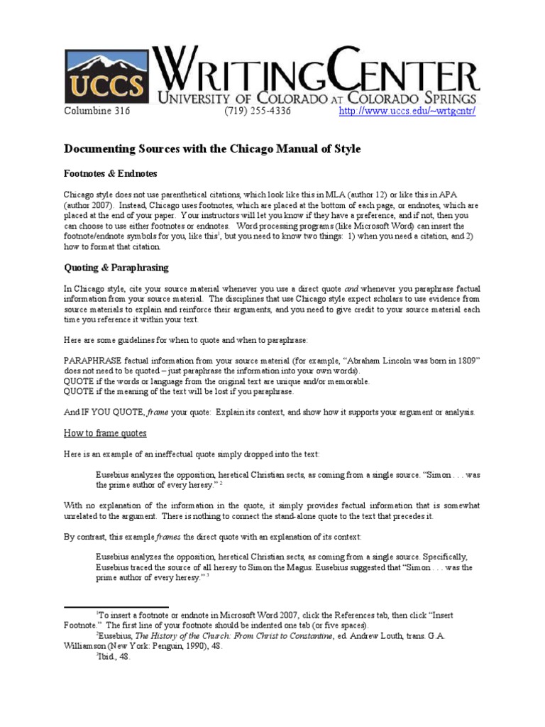 Chicago Citation and Document Citation Publishing