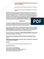 NOM-034-SSA2-2002, para La Prevención y Control de Los Defectos Al Nacimiento.