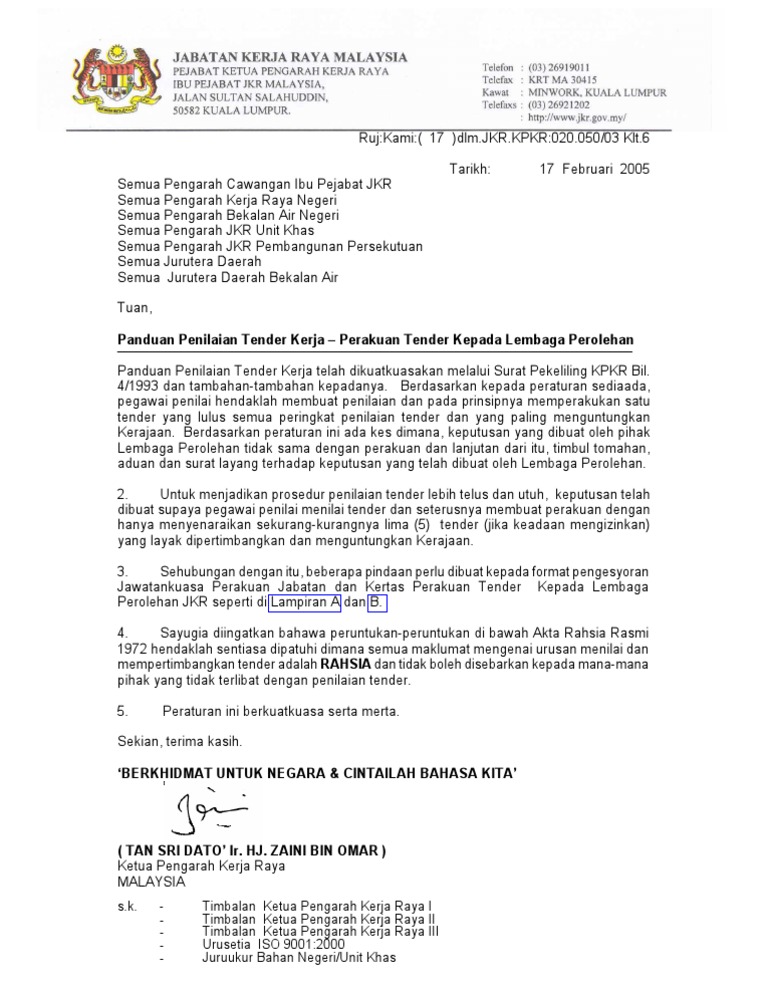 Tender Jkr Malaysia