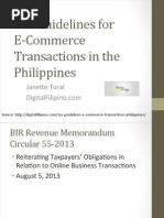 Tax Guidelines for E-Commerce Transactions in the Philippines