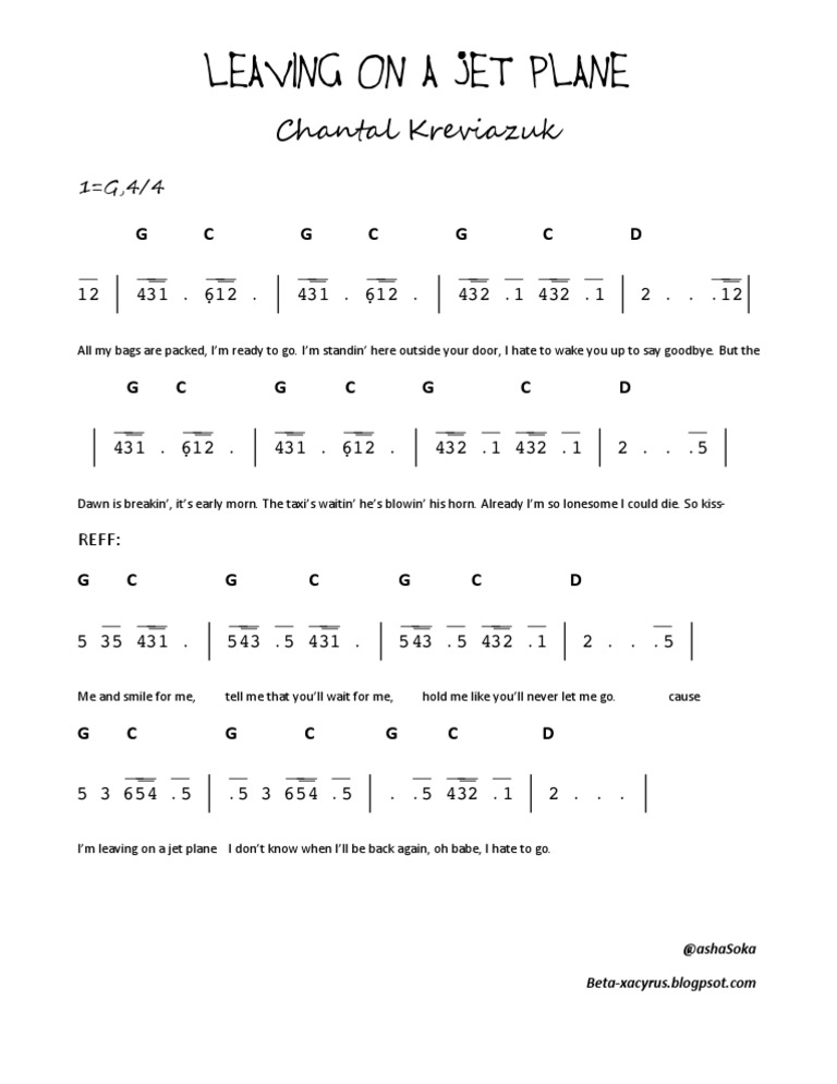 Not Angka Leaving On A Jet Plane | PDF