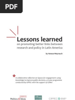 Lessons Learned On Promoting Better Links Between Research and Policy in Latin America