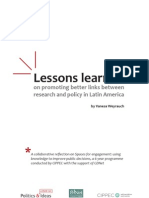 Lessons Learned On Promoting Better Links Between Research and Policy in Latin America