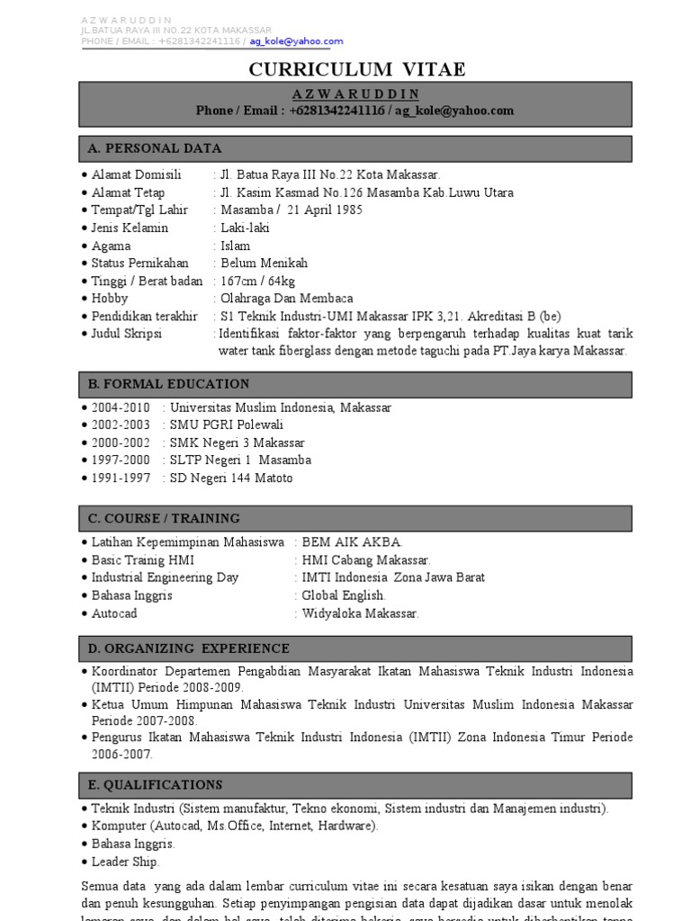E CV | PDF