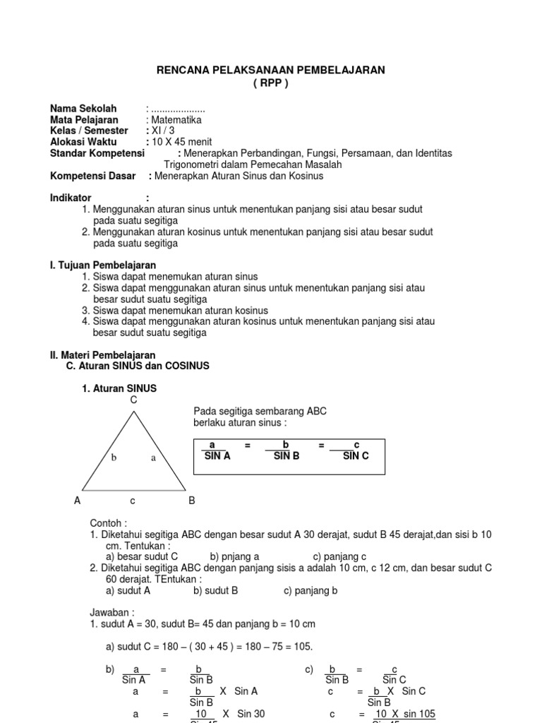 Menerapkan Aturan Sinus Dan Cosinus Docx