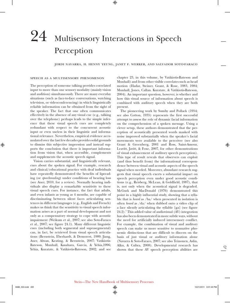 Multisensory Speech Perception Insights | PDF | Perception | Attention