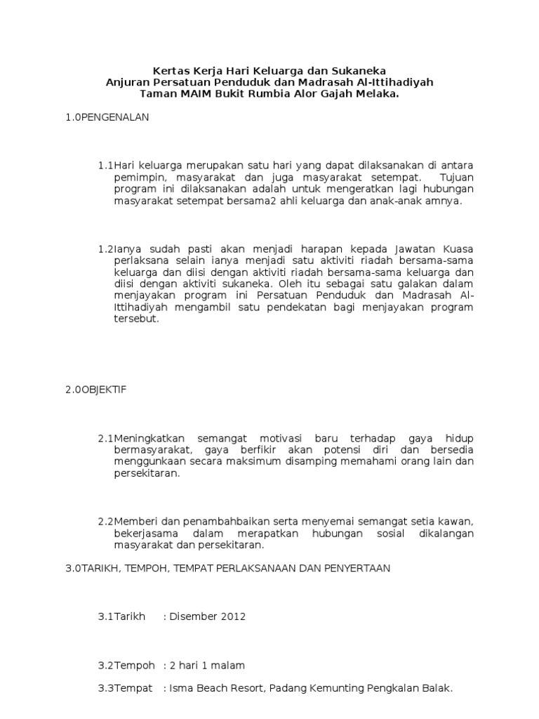 kertas kerja hari keluarga