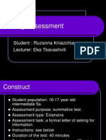 Writing Assessment: Student: Ruzanna Kniazchian Lecturer: Eka Tkavashvili
