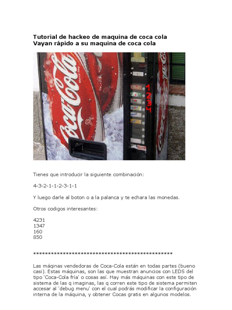Hackear A Maquina de Coca Cola | PDF | Coca Cola | Diodo emisor de luz