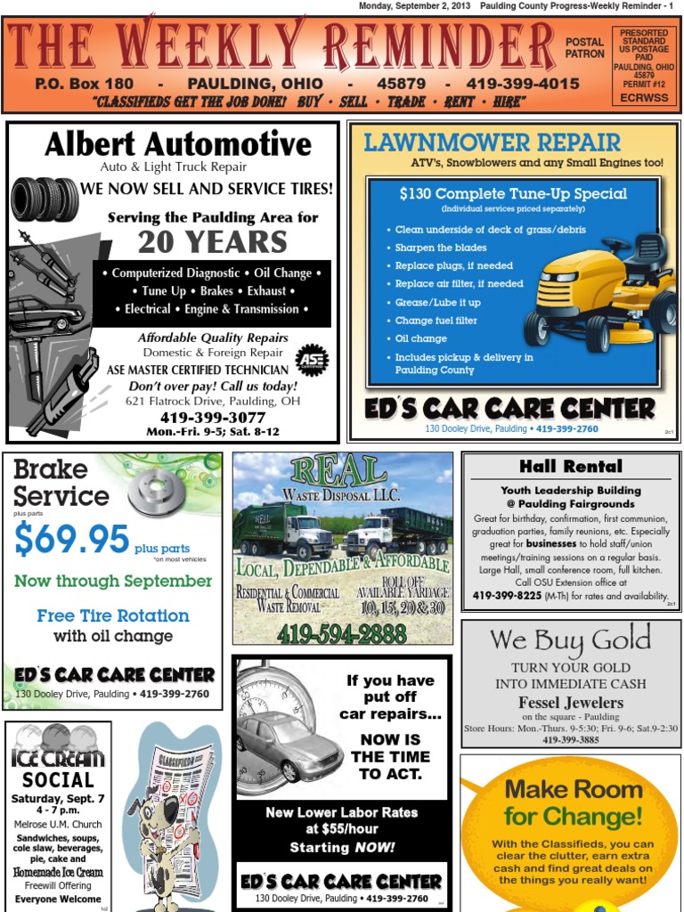 Weekly Reminder September 2, 2013 | PDF | Garage (Residential) | Nature