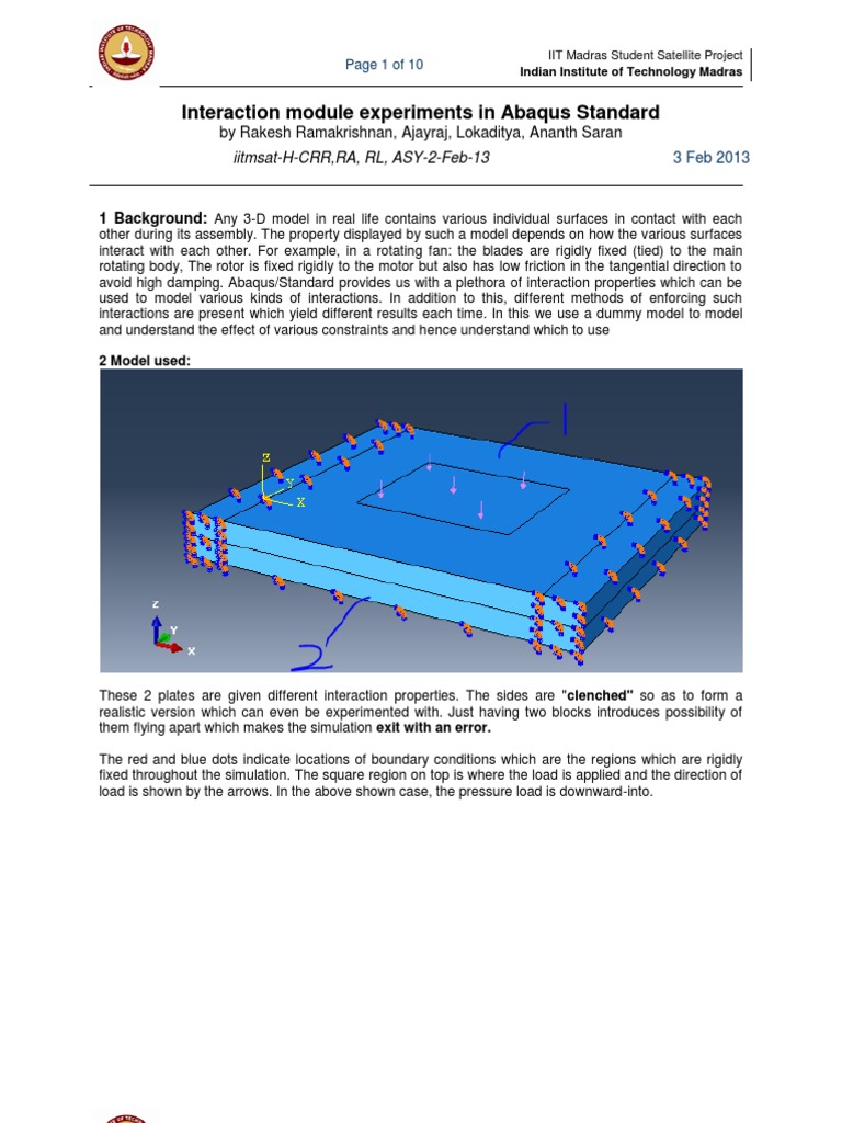 Abaqus Interaction Module Experiments | PDF | Pressure | Simulation
