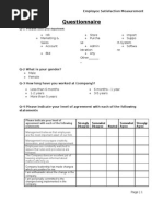 Download Questionnaire for Employee Satisfaction Measurement by Vikas SN16544078 doc pdf