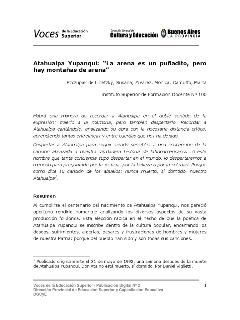 Atahualpa Yupanqui El Cantor De La Identidad Argentina Pdf