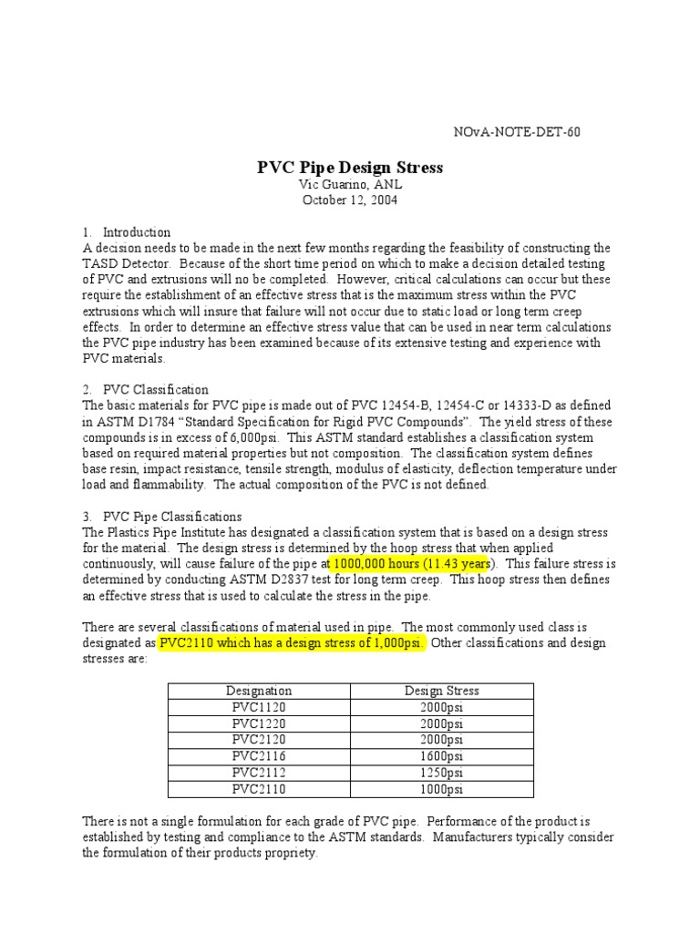 PVC Pipe Design Stress Analysis | PDF | Pipe (Fluid Conveyance ...