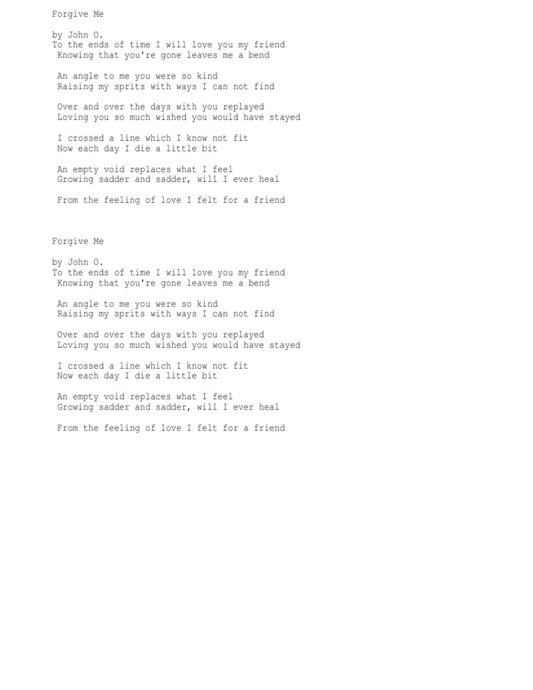 Forgive Me: A Poem of Friendship | PDF