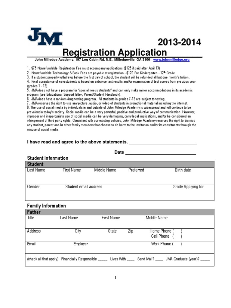 JMA Registration Application 2013-2014 | PDF | Grandparent | Social Media