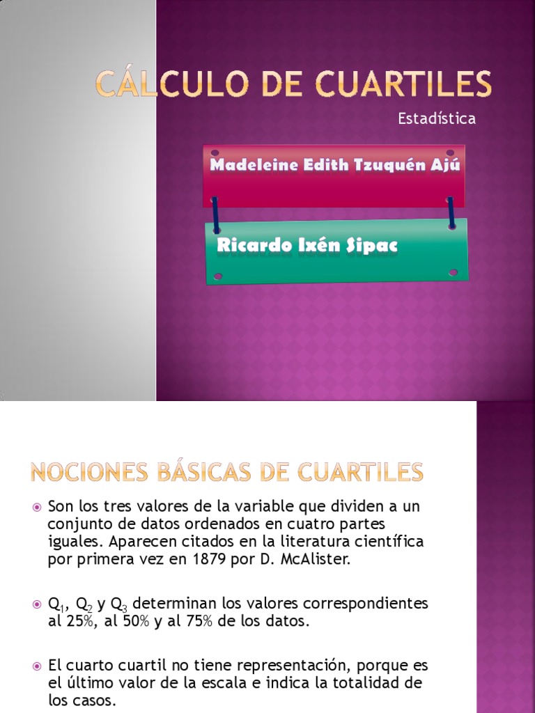 Cálculo de Cuartiles en Estadística | PDF | Mediana | Cuantil
