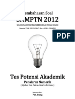 Pembahasan Soal SNMPTN 2012 Tes Potensi Akademik (Penalaran Numerik (Aljabar Dan Aritmatika Sederhana)) Kode 613