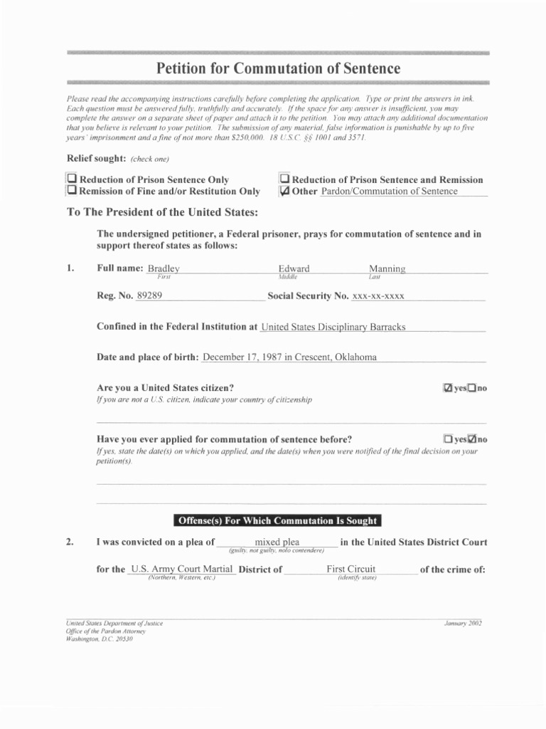 Pardon Request | PDF | Pardon | United States Federal Probation And ...