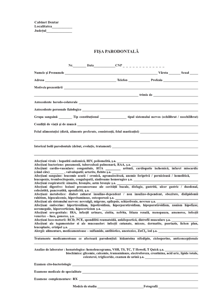 Fisa Parodontala | PDF