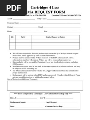 RMA FORM