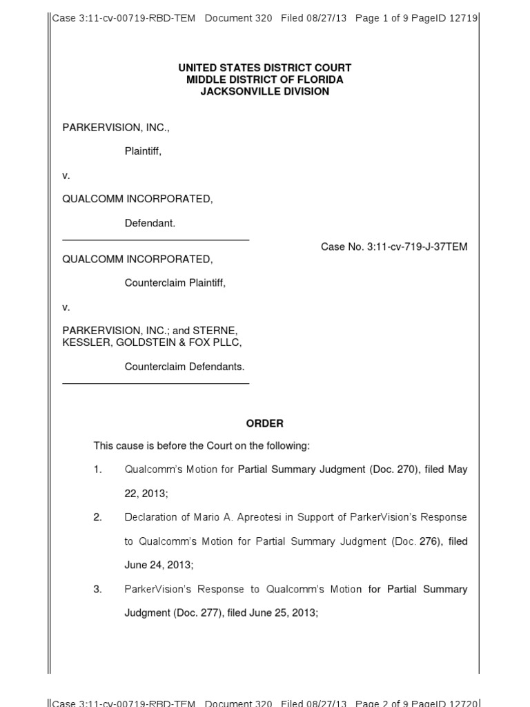 SJ Order Noninfringement Summary Judgment Patent Infringement