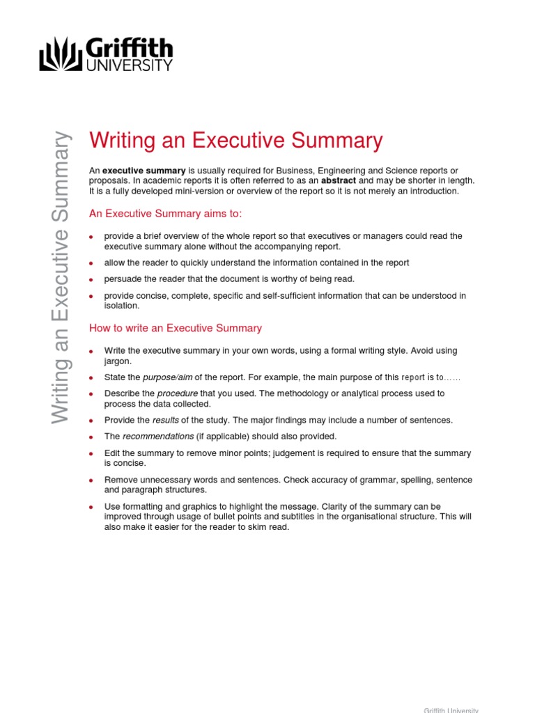 Writing An Executive Summary PDF  PDF