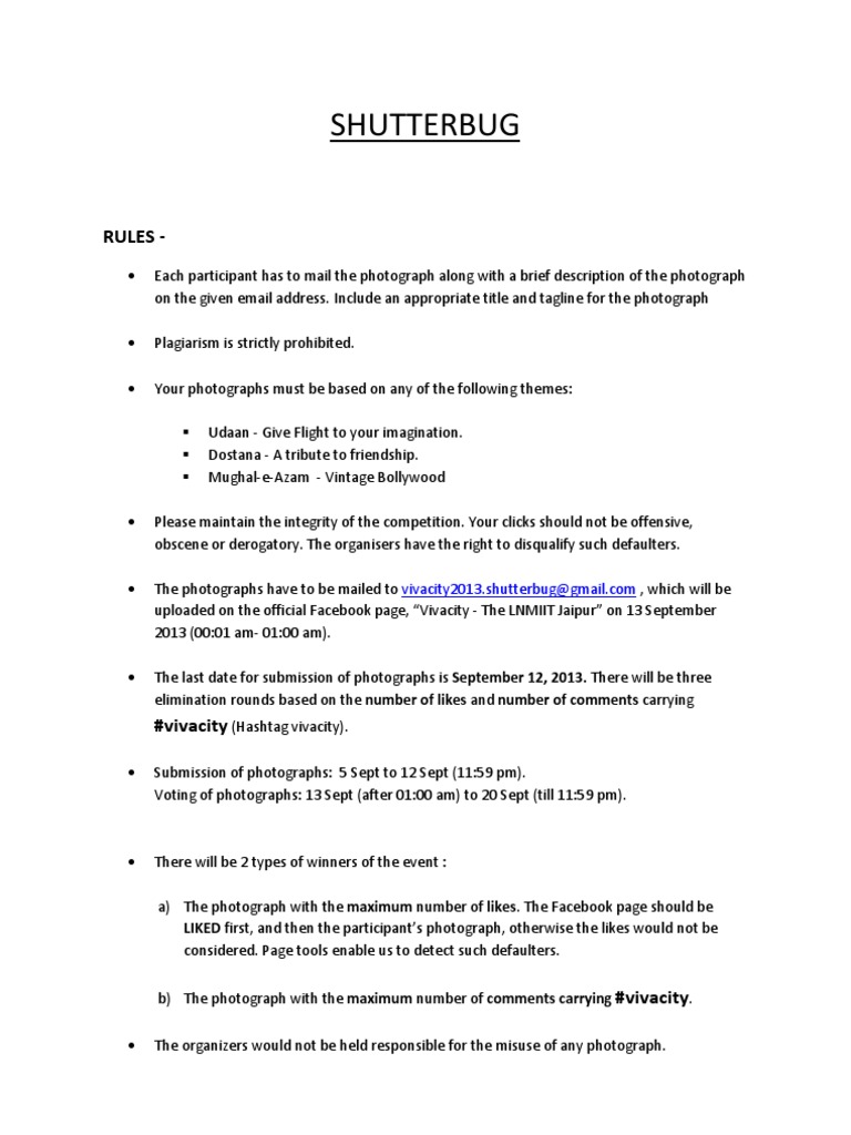 Shutterbug Photography Contest Rules | PDF