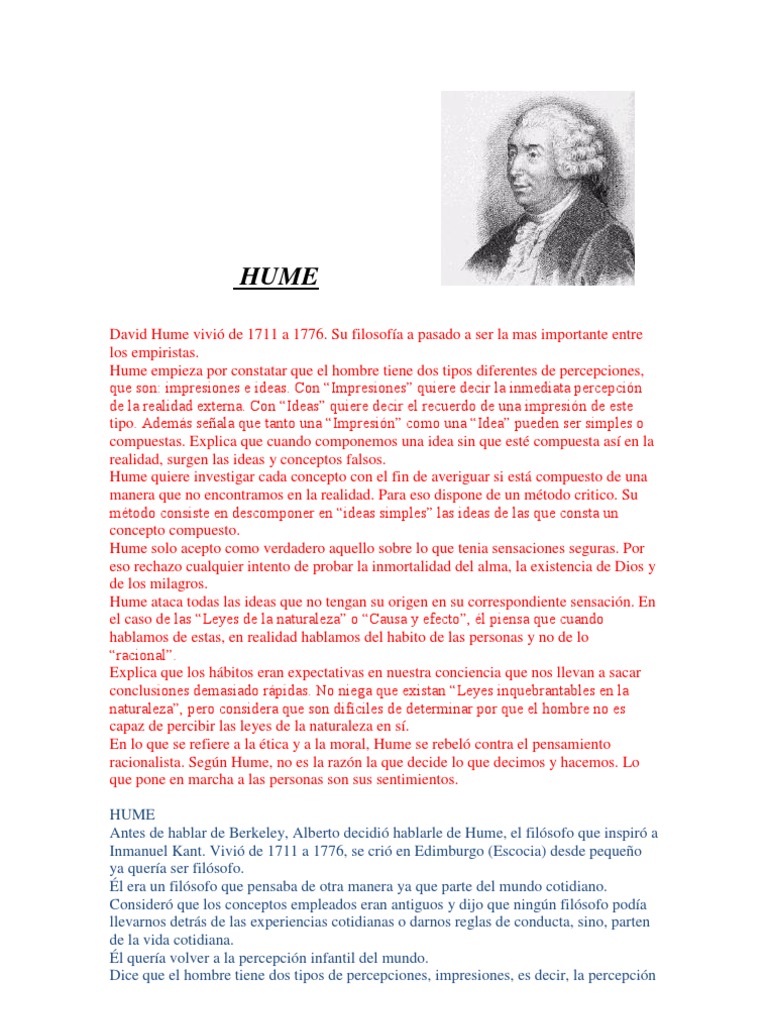 Filosofía de David Hume: Impresiones e Ideas | PDF | David Hume | Realidad
