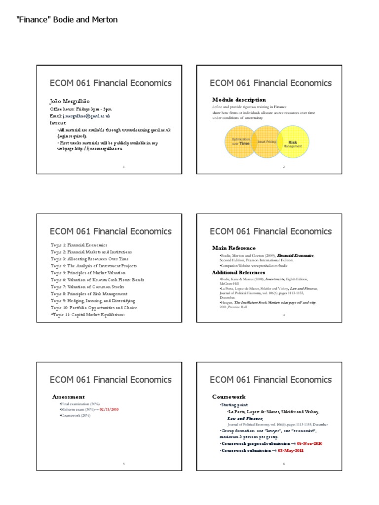Financial Economics Bodie Merton Presentation PDF Partnership Financial Economics