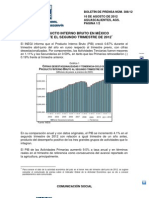 Producto Interno Bruto en México Durante El Segundo Trimestre de 2012