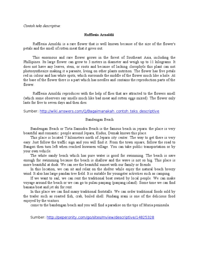 Contoh Teks Descriptive Flowers Nature