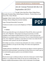 Acta de La Reunión de Consejo Pastoral Del Día 2 de Septiembre Del 2013