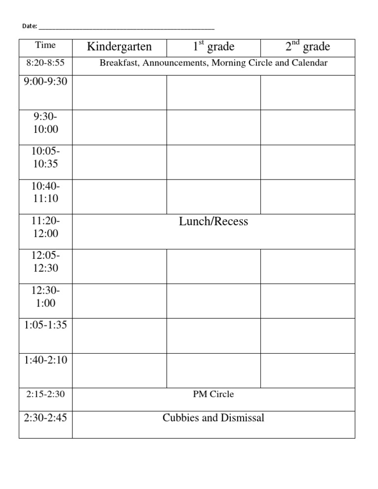 Daily School Schedule Template | PDF