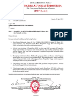 Surat Kongres Advokat Indonesia Sehubungan Dengan Surat KMA No. 052/KMA/HK.01/III/2011 Tgl. 23 Maret 2011