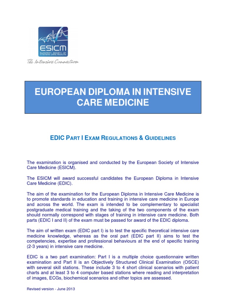 EDIC Part I Exam Guidelines | PDF | Specialty (Medicine) | Test ...